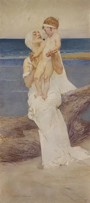 Framed Print : Mother and son (Madre e figlio), by Giulio Aristide Sartorio, 1926, 20th Century, oil on canvas - Private Collection. Whole artwork view Framed Print : Mother and son (Madre e figlio), by Giulio Aristide Sartorio, 1926, 20th Century, oil on canvas - Private Collection. Whole artwork view