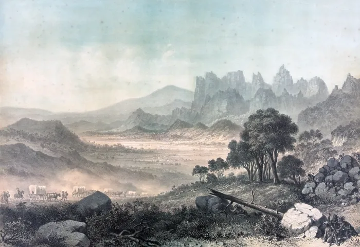 Framed Print : Mountain meadows, Mormon settlers and Indians, Utah territory, color lithograph by S.H. Redmond, 1877 Framed Print : Mountain meadows, Mormon settlers and Indians, Utah territory, color lithograph by S.H. Redmond, 1877