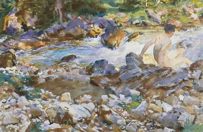 Framed Print : MOUNTAIN STREAM, by John Singer Sargent, 1912-14, American watercolor painting