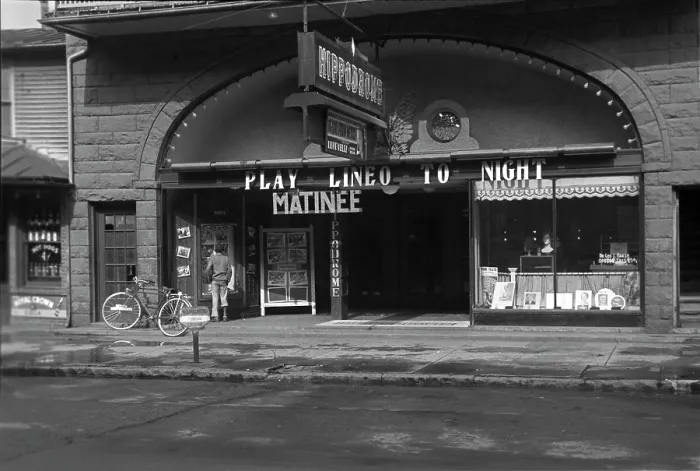 Framed Print : Movie theater, Elkins West Virginia, photograph by John Vachon, 1939 Framed Print : Movie theater, Elkins West Virginia, photograph by John Vachon, 1939
