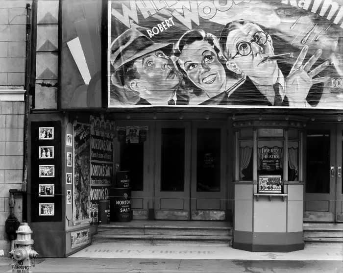 Framed Print : Movie theater on Saint Charles Street, Liberty Theater, showing THE RAINMAKERS, with Bert Wheeler, Dorothy Lee, Robert Woolsey, New Orleans, Louisiana, photograph by Walker Evans