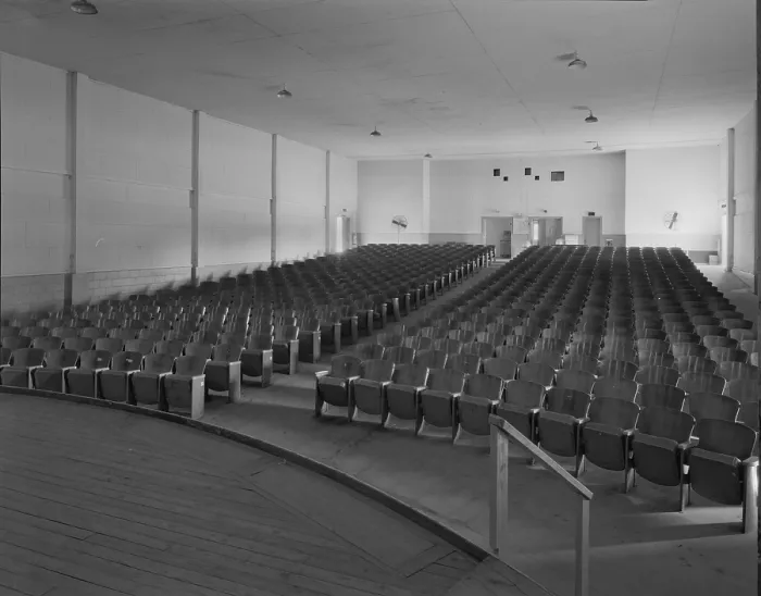 Framed Print : Movie Theaters, the Fort McCoy Building, constructed in 1942, South Eleventh Avenue & South B Street, Sparta, Wisconsin, circa 1940s