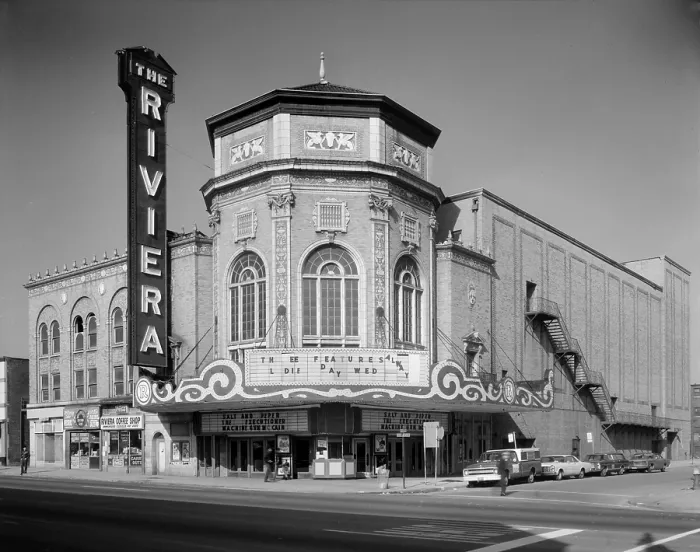 Framed Print : Movie Theaters, the Grand Riviera Theatre, the theater is showing a triple feature: SALT AND PEPPER, THE EXECUTIONER, MACHINE GUN MCCAIN, 9222 Grand River Avenue, Detroit
