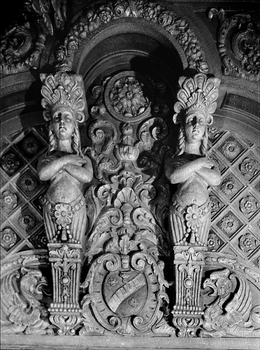 Framed Print : Movie Theaters, Loew's Theatre, detail of plaster figures, designed by John Eberson, an example of Churrigueresque design, 625 South Fourth Street, Louisville, Kentucky