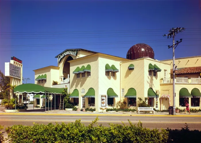 Framed Print : Movie Theaters, the Paramount Theatre, exterior, built in 1926, Sunrise Avenue & North County Road, Palm Beach, Florida, circa 1970s