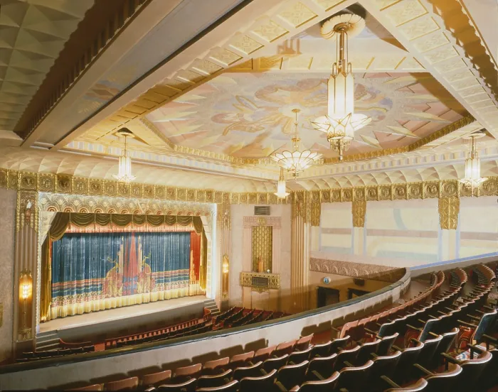 Framed Print : Movie Theaters, The Washoe Theater, view of the theater from the balcony, designed by B. Marcus Priteca, 305 Main Street, Anaconda, Montana, circa 1994
