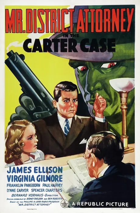 Framed Print : MR. DISTRICT ATTORNEY IN THE CARTER CASE, US poster art, front: Spencer Charters; back from left: Virginia Gilmore, James Ellison, 1941