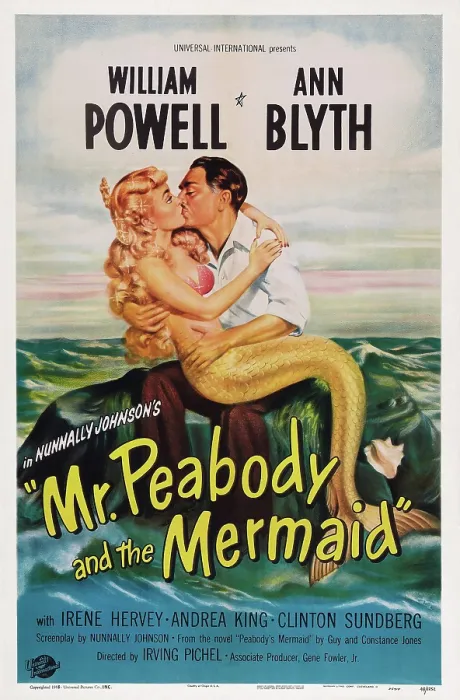 Framed Print : MR. PEABODY AND THE MERMAID, US poster art, from left: Ann Blyth, William Powell, 1948 Framed Print : MR. PEABODY AND THE MERMAID, US poster art, from left: Ann Blyth, William Powell, 1948