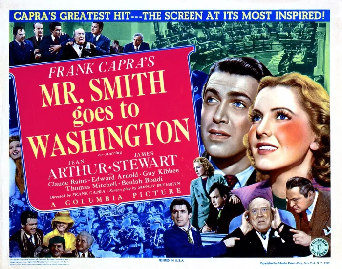 Framed Print : MR. SMITH GOES TO WASHINGTON, from left, James Stewart, Jean Arthur, 1939