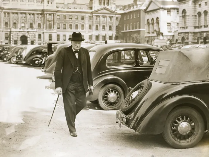 Framed Print : Mr. Winston Churchill, First Lord of the Admiralty, walking to 10 Downing Street, Sept. 7, 1939