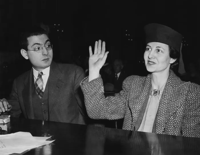 Framed Print : Mrs. Albert Blumberg, the wife of Communist official, before the Dies Committee, March 29, 1940