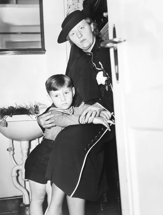 Framed Print : Mrs. Bruno Hauptmann and her son Manfried in her state room aboard the Bremen'. June 12, 1936. Anna and Manfried lived near Philadelphia