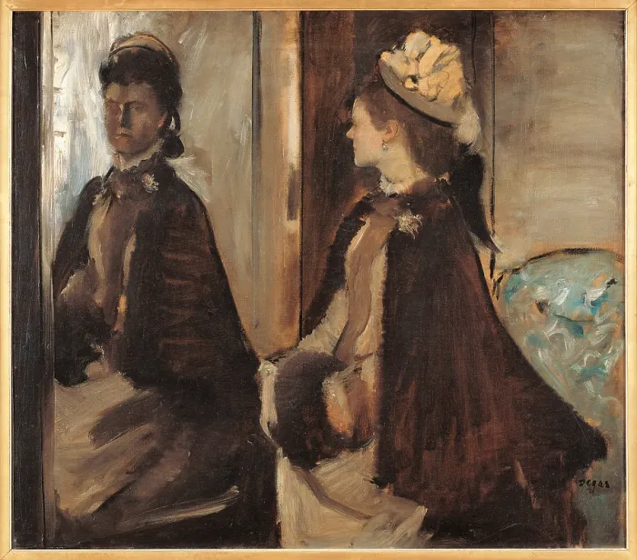 Framed Print : Mrs Jeantaud at the Mirror, by Edgar Degas, 1875 about, 19th Century, oil on canvas, cm 70 x 84 - France, Ile de France, Paris, Muse dOrsay, RF1970-38. All Framed Print : Mrs Jeantaud at the Mirror, by Edgar Degas, 1875 about, 19th Century, oil on canvas, cm 70 x 84 - France, Ile de France, Paris, Muse dOrsay, RF1970-38. All