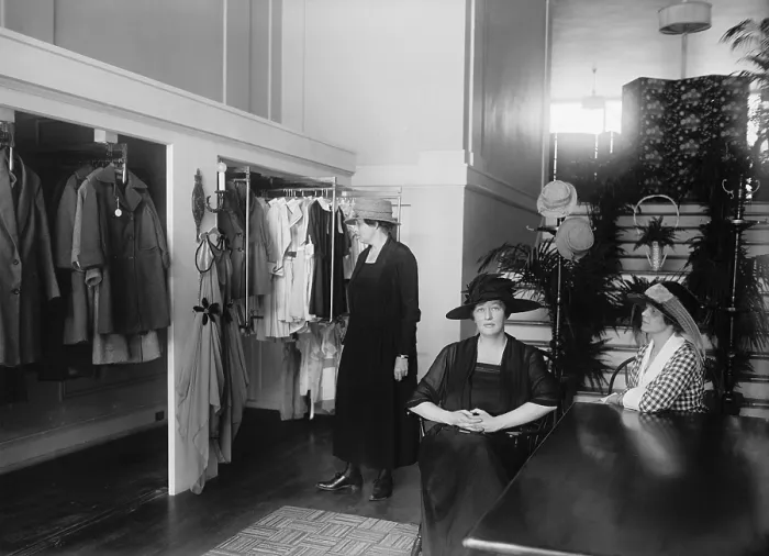 Framed Print : Mrs. Joseph Leiter's modest dress shop in Washington D.C. had to compete with increasingly numerous department stores and mass produced clothing brands. September 29 1921