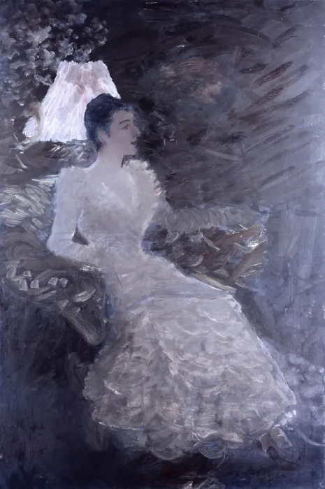 Framed Print : Mrs De Nittis, by Giuseppe De Nittis, 19th Century - Italy, Puglia, Barletta, Giuseppe De Nittis Collection. Whole artwork view