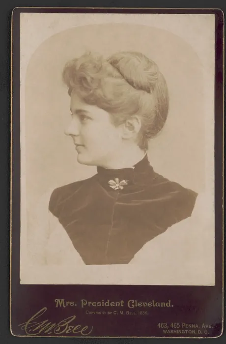 Framed Print : Mrs. President Cleveland, a cabinet card portrait of Grover Clevelands new young wife, 1886