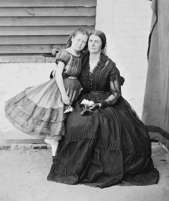 Framed Print : Mrs. Rose O'Neal Greenhow (1814-1864)(with her daughter), Confederate Spy during the U.S. Civil War, imprisoned at old Capitol