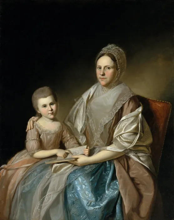 Framed Print : MRS. SAMUEL MIFFLIN AND HER GRAND DAUGHTER, by Charles Willson Peale, 1777-80, American oil painting