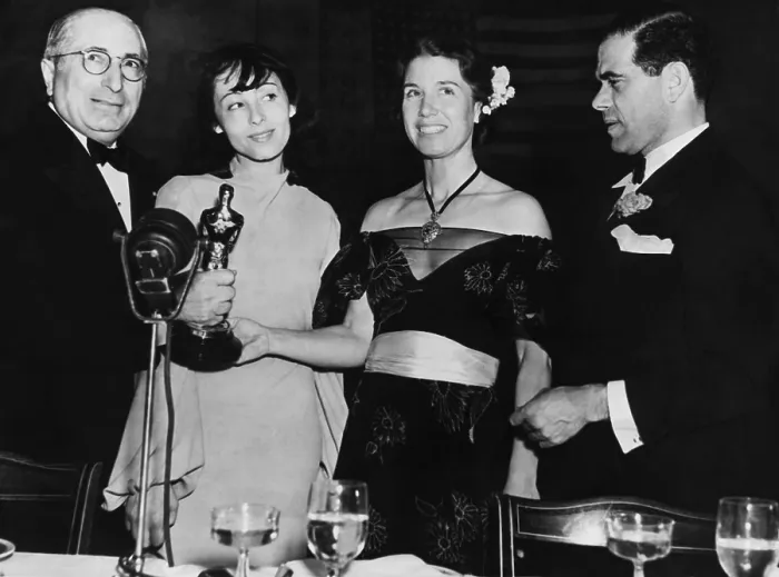 Framed Print : Mrs. Spencer Tracy received the Oscar for her husband Tracy at the Academy Awards for 1937. L-R: Louis B Framed Print : Mrs. Spencer Tracy received the Oscar for her husband Tracy at the Academy Awards for 1937. L-R: Louis B
