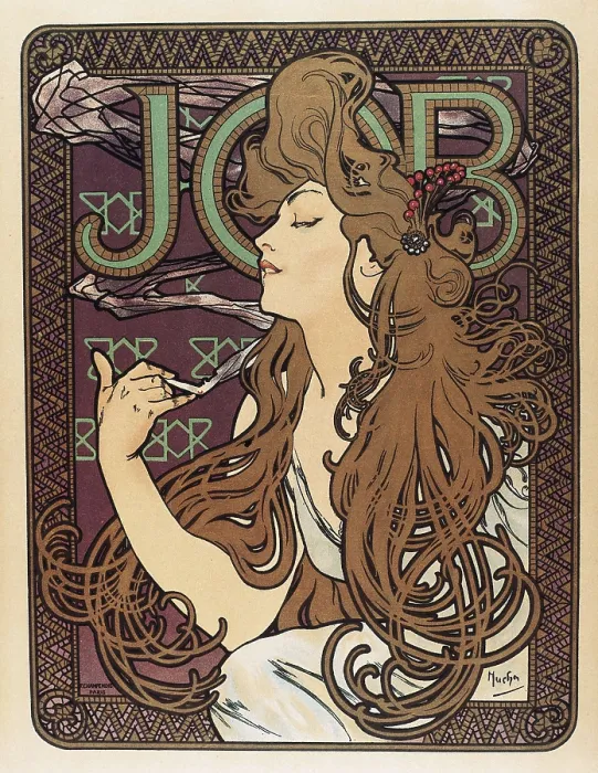 Framed Print : MUCHA, Alphonse Maria (1860-1939). Job. 1898. Poster advertising cigarette paper. Modernism. Litography. AISA / Everett Collection**US SALES ONLY** Framed Print : MUCHA, Alphonse Maria (1860-1939). Job. 1898. Poster advertising cigarette paper. Modernism. Litography. AISA / Everett Collection**US SALES ONLY**