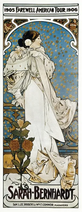 Framed Print : MUCHA, Alphonse Maria (1860-1939). Farewell American Tour of Sarah Bernhardt. 1905 Framed Print : MUCHA, Alphonse Maria (1860-1939). Farewell American Tour of Sarah Bernhardt. 1905
