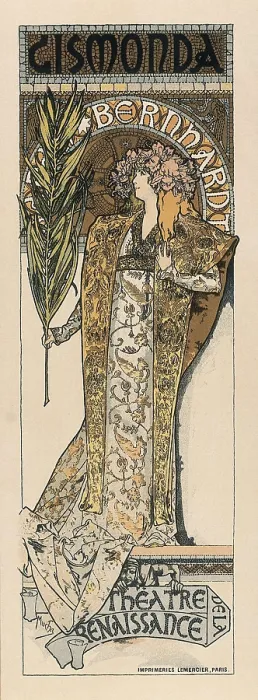 Framed Print : MUCHA, Alphonse Maria (1860-1939). Gismonda. 1894. Poster advertising the theatre performance of Sarah Bernhardt as 'Gismonda' at the Thatre de la Renaissance in Paris