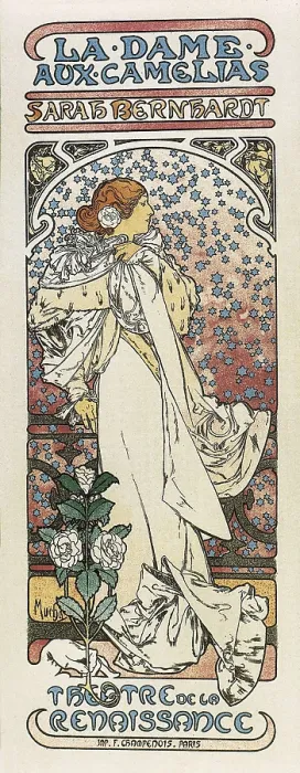 Framed Print : MUCHA, Alphonse Maria (1860-1939). The Lady of the Camellias. 1896. Modernism. Litography. AISA / Everett Collection - Image has fine art copyright Framed Print : MUCHA, Alphonse Maria (1860-1939). The Lady of the Camellias. 1896. Modernism. Litography. AISA / Everett Collection - Image has fine art copyright