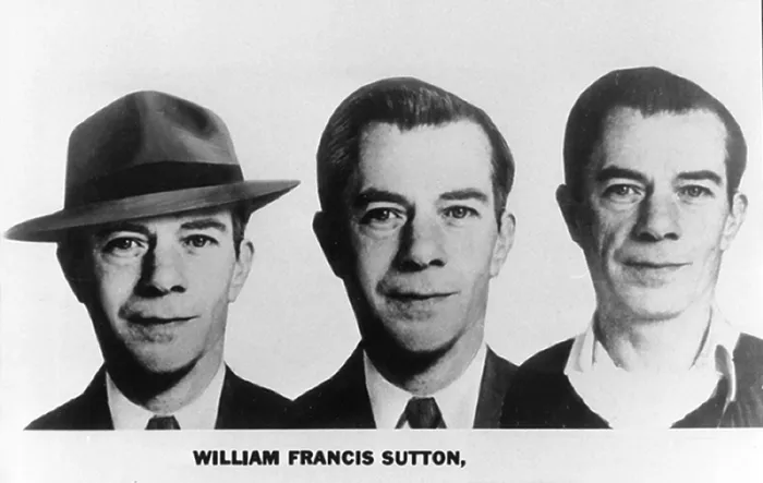 Framed Print : Mug shots of Willie Sutton (1901-1980) from FBI Files. He robbed approximately 100 banks from the late 1920s to his final arrest in 1952