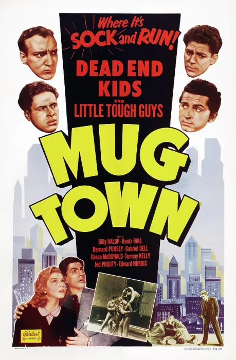 Framed Print : MUG TOWN, US poster art, left from top: Huntz Hall, Bernard Punsly, Edward Norris, Grace McDonald; right from top: Billy Halop, Gabriel Dell, 1942