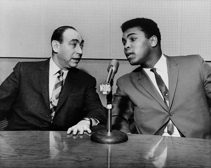 Framed Print : Muhammad Ali and Howard Cosell on Speaking of everything with Howard Cosell on WABC radio in 1965 Framed Print : Muhammad Ali and Howard Cosell on Speaking of everything with Howard Cosell on WABC radio in 1965
