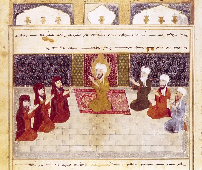 Framed Print : Muhammad and his followers. Islamic art. FRANCE. Paris. National Library. - Iberfoto / Everett Collection (518438)**US SALES ONLY** Framed Print : Muhammad and his followers. Islamic art. FRANCE. Paris. National Library. - Iberfoto / Everett Collection (518438)**US SALES ONLY**