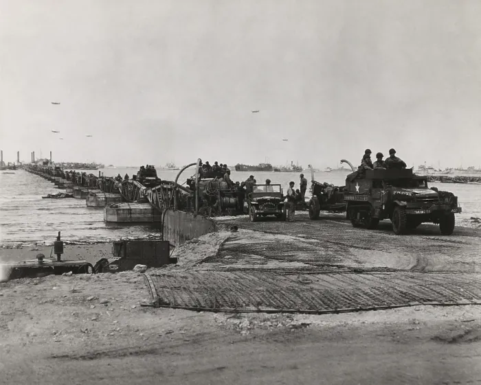Framed Print : Mulberry harbor developed for the D-Day invasion of Normandy. Installed on Omaha beach after D-Day, the a steel roadway was supported by prefabricated concrete caissons Framed Print : Mulberry harbor developed for the D-Day invasion of Normandy. Installed on Omaha beach after D-Day, the a steel roadway was supported by prefabricated concrete caissons