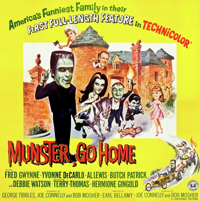 Framed Print : MUNSTER, GO HOME, l-r: Fred Gwynne, Hermione Gingold, Terry Thomas, Yvonne DeCarlo, Al Lewis, Butch Patrick, Debbie Watson on window card, 1966 Framed Print : MUNSTER, GO HOME, l-r: Fred Gwynne, Hermione Gingold, Terry Thomas, Yvonne DeCarlo, Al Lewis, Butch Patrick, Debbie Watson on window card, 1966