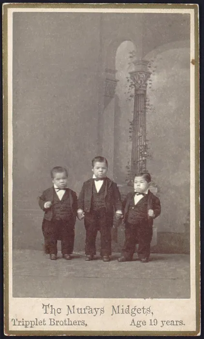 Framed Print : The Murays Midgets, triplets, 19 years old, photograph by Charles B. Eisenmann, circa 1880
