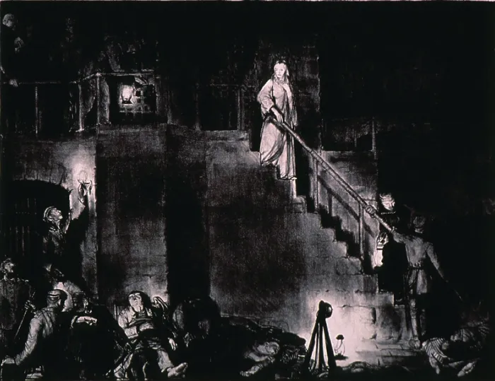 Framed Print : MURDER OF EDITH CAVELL by George Bellows. Edith Cavell, an English nurse, was executed in 1915 for harboring Allied soldiers in German-occupied Belgium during World War I Framed Print : MURDER OF EDITH CAVELL by George Bellows. Edith Cavell, an English nurse, was executed in 1915 for harboring Allied soldiers in German-occupied Belgium during World War I