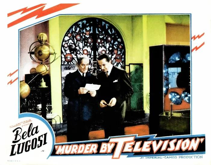 Framed Print : MURDER BY TELEVISION, Bela Lugosi (right), lobbycard, 1935 Framed Print : MURDER BY TELEVISION, Bela Lugosi (right), lobbycard, 1935