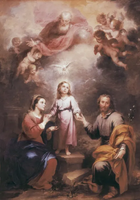 Framed Print : MURILLO, Bartolom Esteban (1617-1682). The Heavenly and Earthly Trinities ('The Pedroso Murillo'). 1675 - 1682. Baroque art. Oil on canvas. UNITED KINGDOM. London