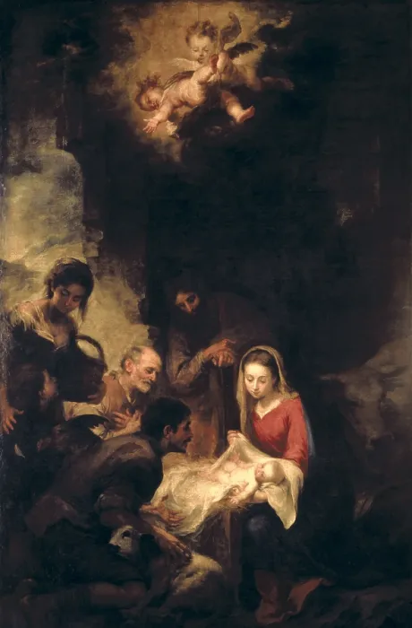 Framed Print : MURILLO, Bartolome Esteban (1617-1682). Adoration of the shepherds.1668 - 1669. Baroque art. Oil on canvas. SPAIN. Sevilla. Fine Arts Museum. Proc: SPAIN. Sevilla