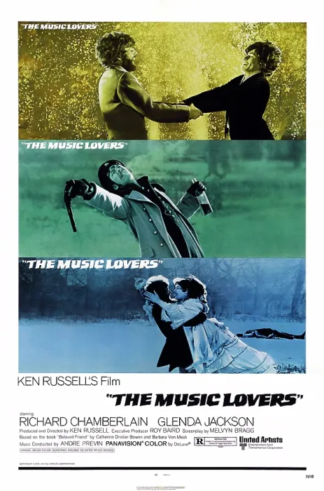 Framed Print : THE MUSIC LOVERS, US poster art, bottom from left: Richard Chamberlain, Glenda Jackson, 1970