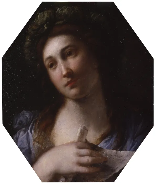 Framed Print : The Music (Sybil), by disciples of John the Baptist said Zoppo from Lugano, 1640 - 1649, 17th century, oil on panel octagonal