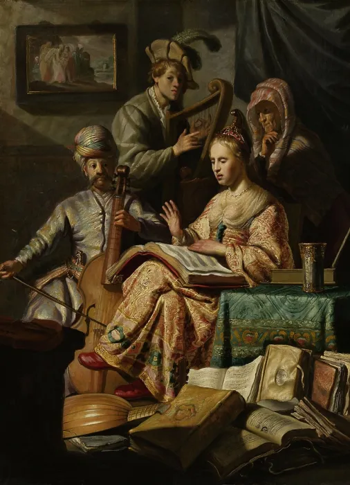 Framed Print : Musical Company, by Rembrandt van Rijn, 1626, Dutch painting, oil on panel Framed Print : Musical Company, by Rembrandt van Rijn, 1626, Dutch painting, oil on panel