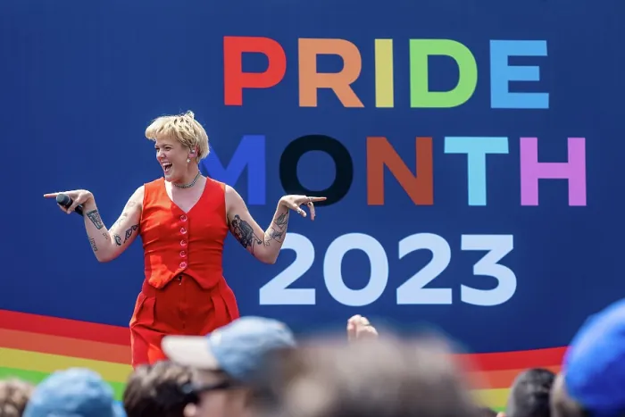 Framed Print : Musician Betty Who performs at the White House Pride celebration, June 10, 2023, on the South Lawn of the White House. (BSLOC_2023_8_10)