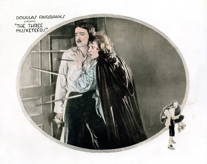 Framed Print : THE THREE MUSKETEERS, US lobbycard, Douglas Fairbanks, Sr. Marguerite De La Motte, 1921