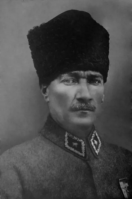 Framed Print : Mustafa Kemal Ataturk, ca. 1920s, wearing a Persian lamb toque hat and military uniform. (BSLOC_2020_2_176)