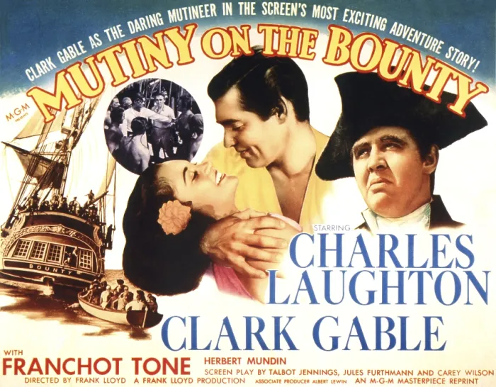 Framed Print : MUTINY ON THE BOUNTY, center from left, Movita, Clark Gable, Charles Laughton, 1935