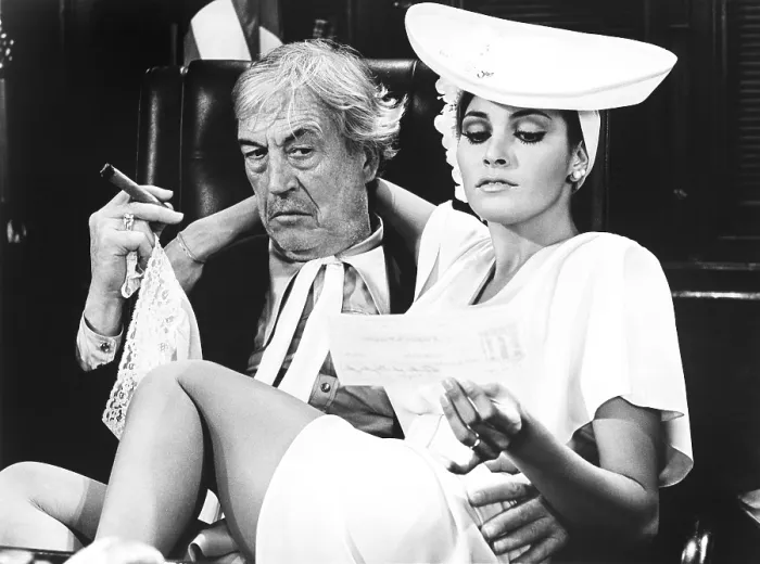 Framed Print : MYRA BRECKINRIDGE, from left, John Huston, Raquel Welch, 1970, TM and Copyright 20th Century Fox Film Corp. All rights reserved / Courtesy: Everett Collection