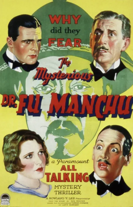 Framed Print : THE MYSTERIOUS DR. FU MANCHU, Warner Oland, (background), Neil Hamilton, Jean Arthur, O.P. Heggie, William Austin, 1929