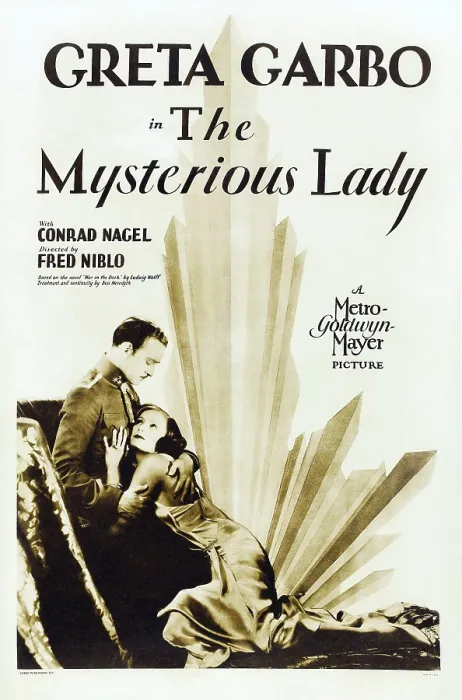 Framed Print : THE MYSTERIOUS LADY, US poster art from left: Conrad Nagel, Greta Garbo, 1928
