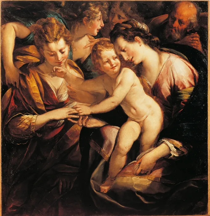 Framed Print : The Mystic Marriage of St Catherine, by Giulio Cesare Procaccini, 1620 about, 17th Century, oil on canvas, cm 149 x 145 - Italy, Lombardy, Milan, Brera Art Gallery. All