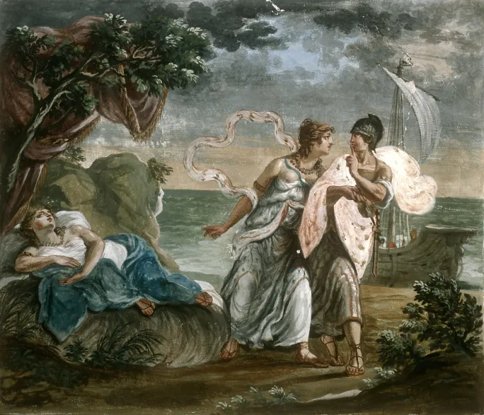 Framed Print : Mythological Scene, attributed to Romualdo Baldelli, 18th Century, fresco - Italy, Emilia Romagna, Forl, Prati Savorelli Palace. Detail